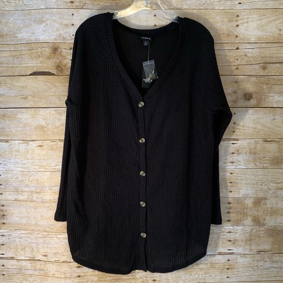 torrid Tops - Torrid Black Waffle-Knit Button Front Top NWT 2X